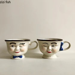 275ml Ceramic Mug Human Face Coffee Cup Couple Cups Milk Tea Cup Water Glasses Breakfast Cups Coffee Mugs Tea Mug Milk Mugs