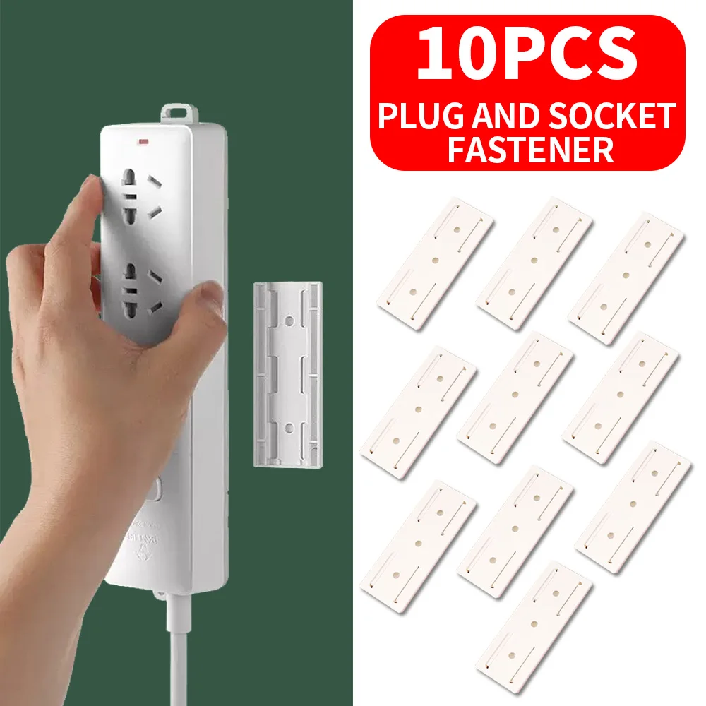 10 Stück/5 Stück selbstklebende Steckdosenleistenhalter, wandmontierte selbstklebende bündigfreie Steckdose, geeignet für Küche, Zuhause
