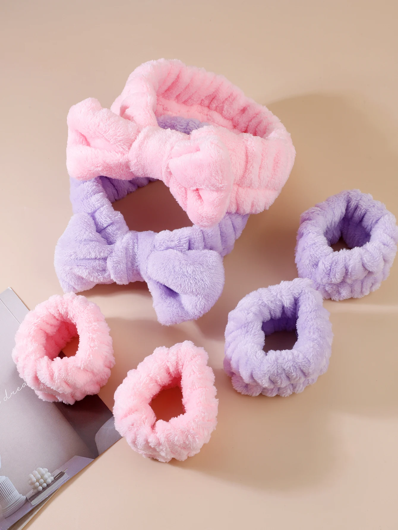 غسل الوجه المضادة للرطبة ثلاث قطع مجموعة المرجان المخملية ماصة العلاقات الشعر الأساور المرأة غسل العناية بالبشرة أدوات مكافحة التبلل #3