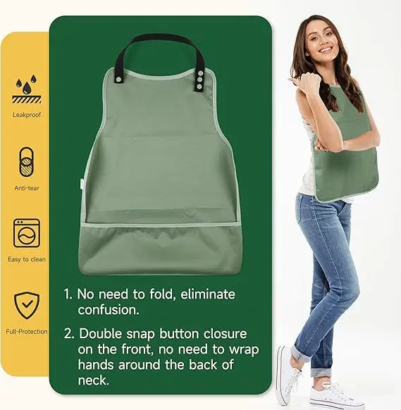 Premium Adult Bibs, Waterproof & Reusable | Eating Aprons with Crumb Catcher, Machine Washable Clothing Protectors for Seniors,