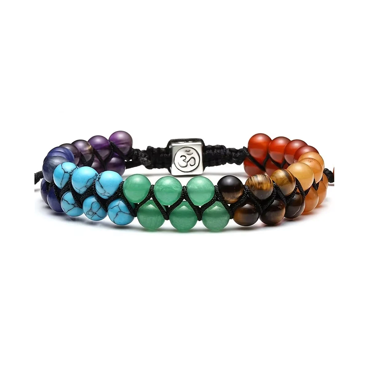 Pulsera de cristal para tratamiento de chakras, pulsera de cuentas ajustables de piedra para Yoga, meditación, relajación, ansiedad, pulsera para mujer