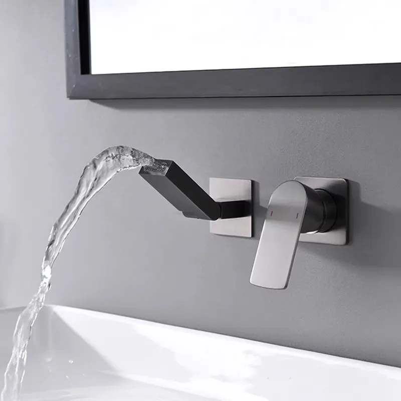 Wash basin faucet, hot and cold water gun, gray wall mounted hand basin, embedded hot and cold universal water outlet faucet