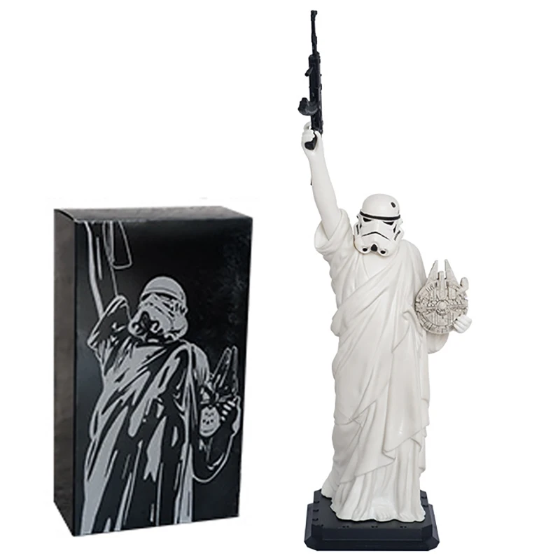 29cm Anime Star Wars Action Figure Freedom Warrior Figuras GK Statue of Liberty Model Ornaments Peripheral Toys Gift for Kids