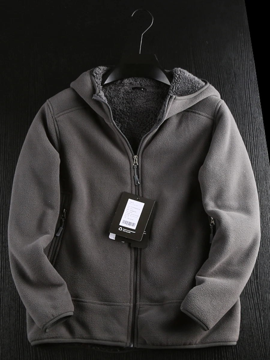 

Double-Sided Fce Jaet Warmth Collecting Pure Color Hooded Fce Lined Men's Winter Faion Urban Sle Stand Fit Coat