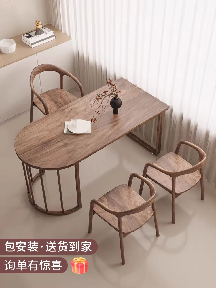 New Chinese style solid wood tea table and chair combination office wall table, small unit balcony, small tea brewing table