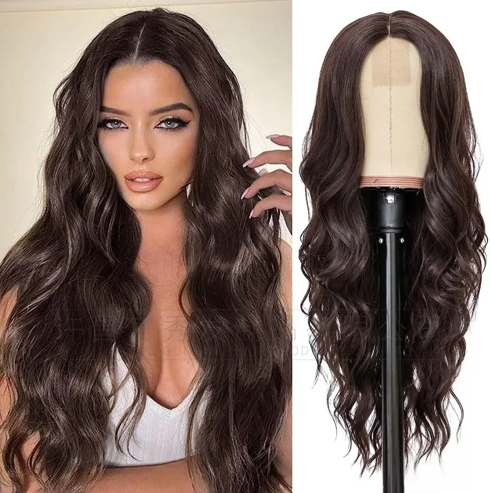 Wigs gradient ash blonde highlights synthetic front lace wigs 150% density long wavy replacement wigs for women wig