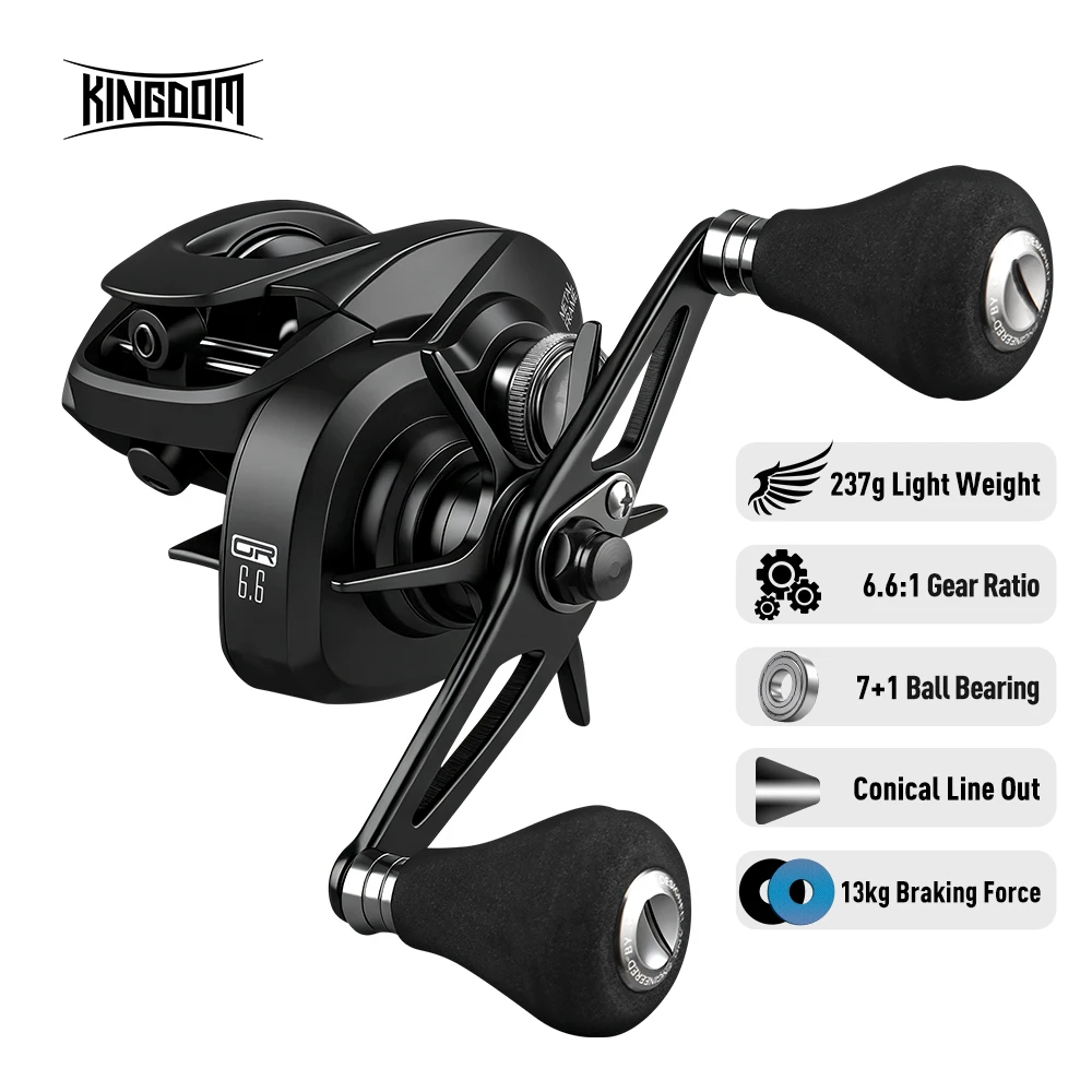 Kingdom MACRO Monster Baitcastingrolle 6,6:1 Übersetzungsverhältnis 13 kg Max Drag 7+1BB Aluminiumrahmenrolle zum Angeln im Süßwasser und Salzwasser