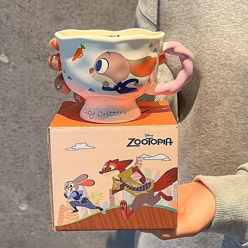 

Disney Zootopia Mug Judy Nick Couple Tumbler Romantic Valentine's Day Gifts for Disney Lovers Ceramic Coffee Cup