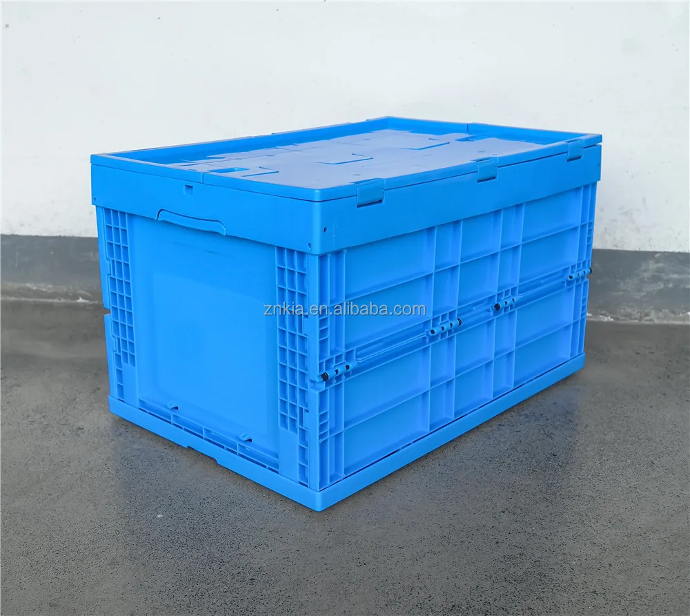 

Customized Color Reusable Straight Wall 600x400x355 Mm Plastic Storage Box Container Collapsible Bin With Lid