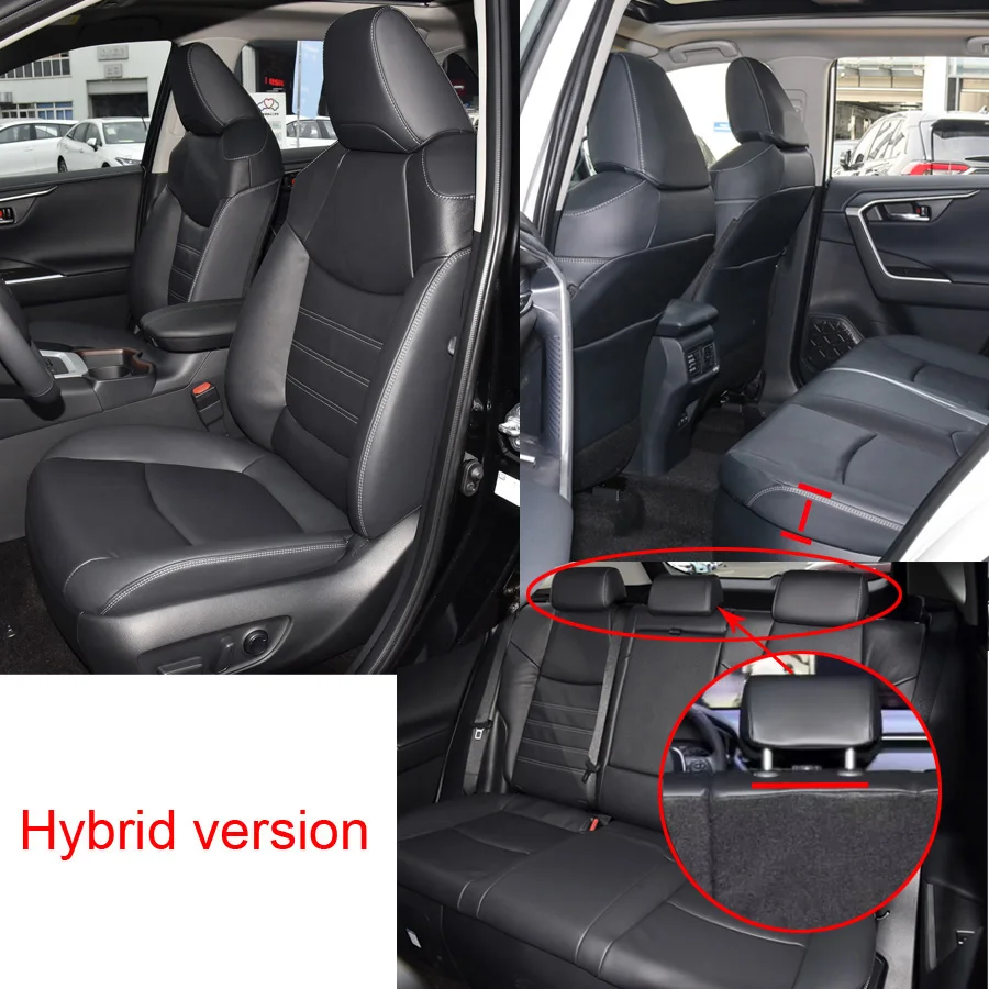 Custom Car Seat Sovers 5 seats For Toyota RAV4  2019 2020 2021 2022 2023 2024 Rav4 Waterproof leather Cushion Car Seat Cover