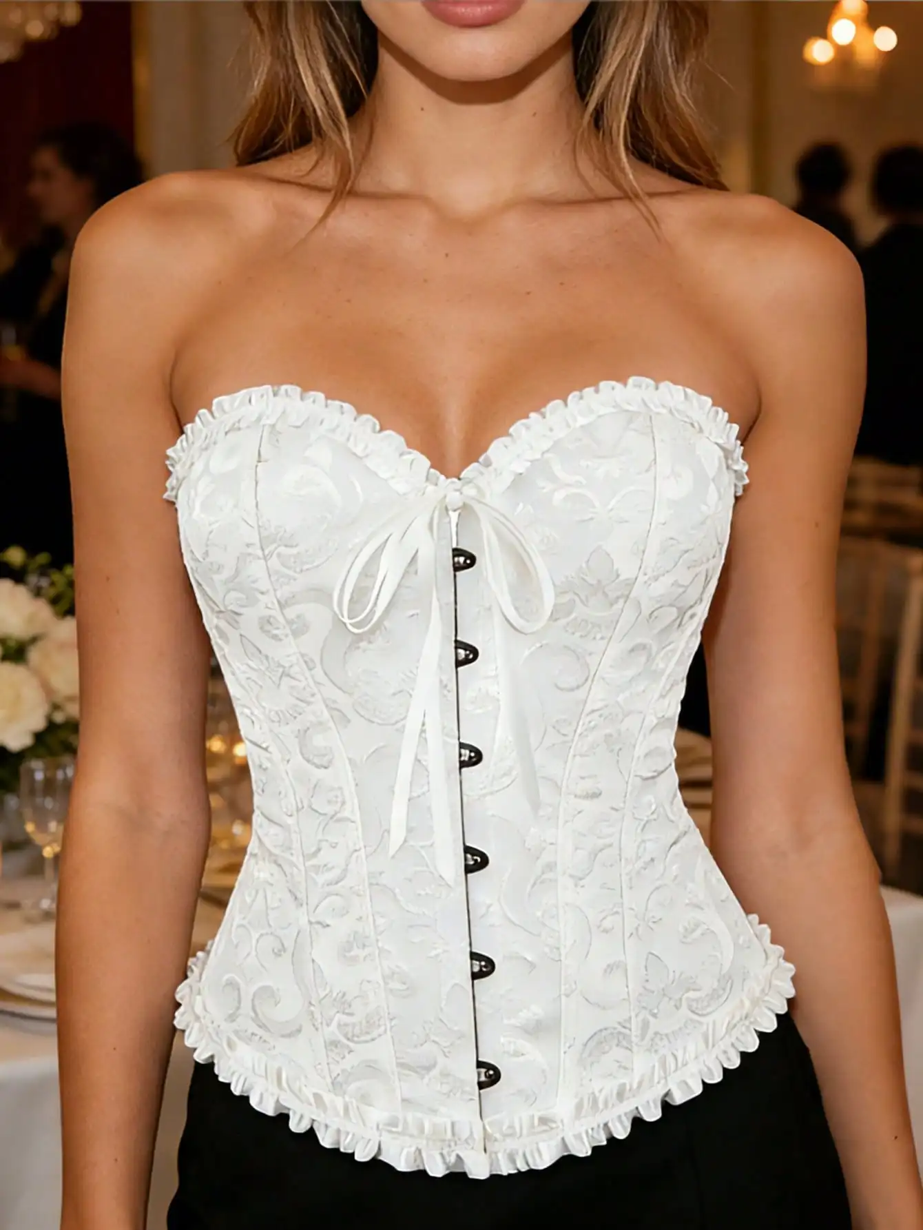 Women's Vintage Overbust Corset Top Gothic Lace Up Sexy Floral Corset Overbust Body Shaper Slimming Waist Trainer Bustier