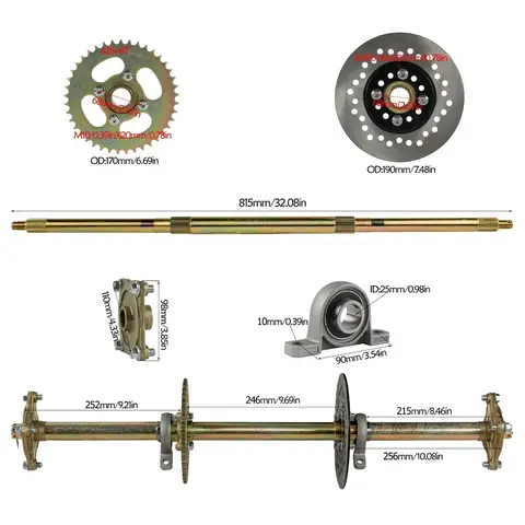 32-tums ATV Quad Gokart Bakaxelsats & Rattnavsats & 7-tums Fälgdäck för DIY Drift Trike ATV Quad Golfbil Buggy 10 best sales Go Cart-kit - №9
