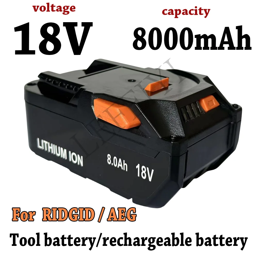 

18V Battery 8.0AH For AEG Lithium Ion Battery for RIDGID R840087 R840085 L1815R L1850R L1830R R840083 Cordless Power Tool Series