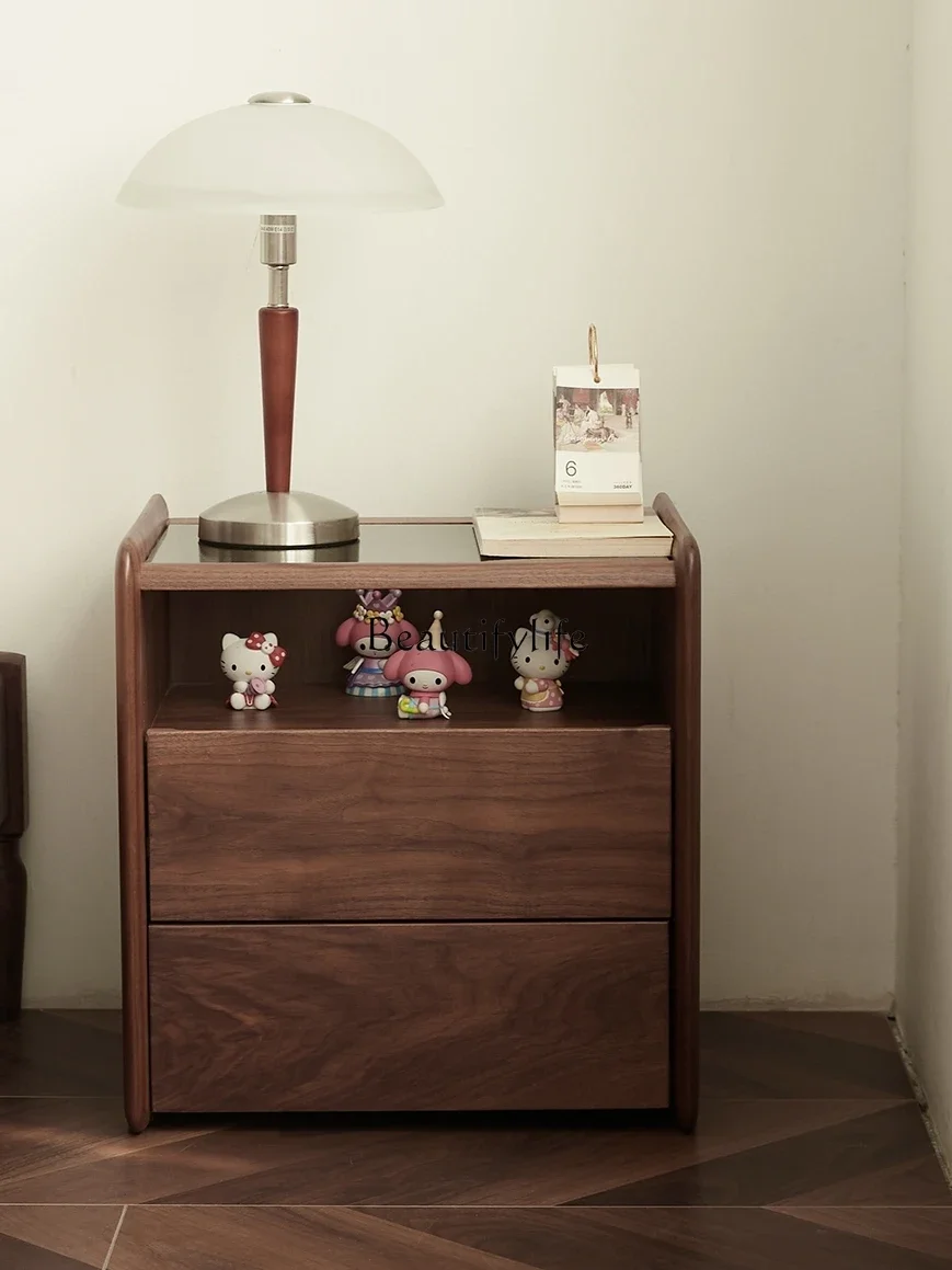 

FG44North American black walnut bedside table Modern simple Nordic all solid wood with pumping locker