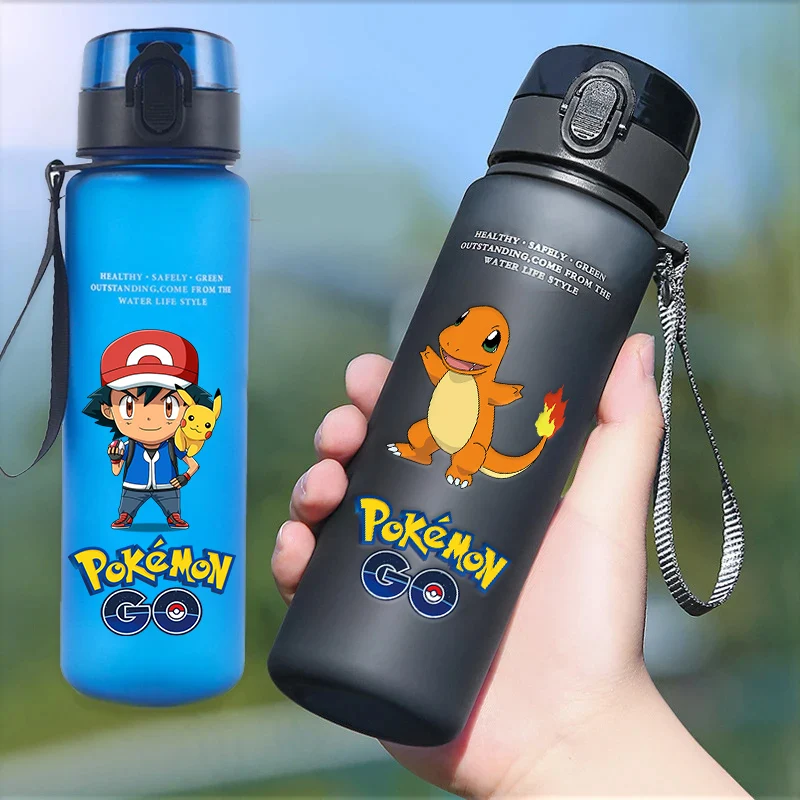 Image of 650ml Squirtle Gengar Kinder-Trinkflasche Anime Pokémon Pikachu Sport-Strohhalmflasche für Jungen und Mädchen Outdoor Auslaufsichere Trinkflasche
