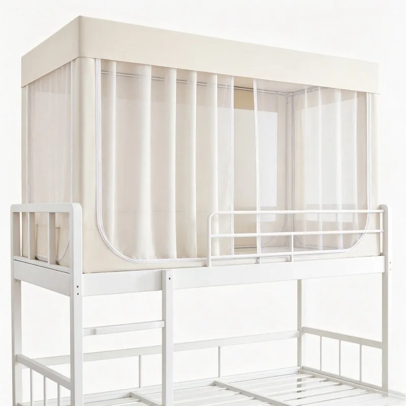 Blue Cartoon Bed Canopy – Double Layer Blackout, Front Door, Fits Bunk Beds, Privacy & Mosquito Protection