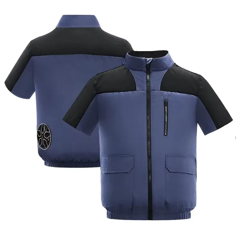 

Factory direct sales summer outdoor jacket station short sleeve air conditioner cooling fan suit heatstroke zipper