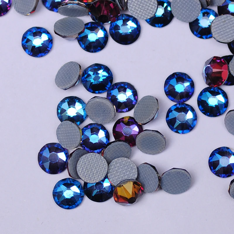 YANRUO 2088HF All Sizes Bermuda Blue Flat Back Hotfix Strass Glass Crystal Luxury Adhesive Rhinestones Crafts Stones