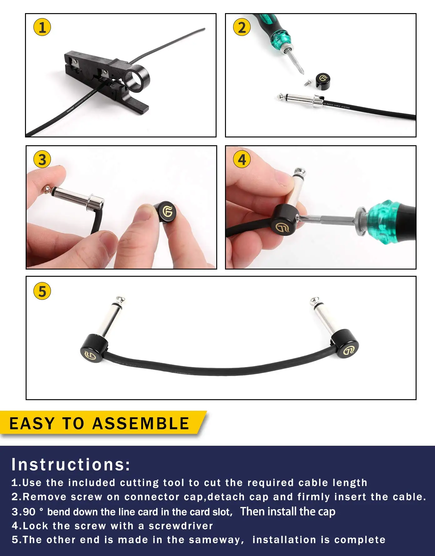 Mesurost Fire SP-01 Kit de câble de pédalier sans soudure DIY pour JEEffects et Pedal Board, avec Cutter, Bolt Driver