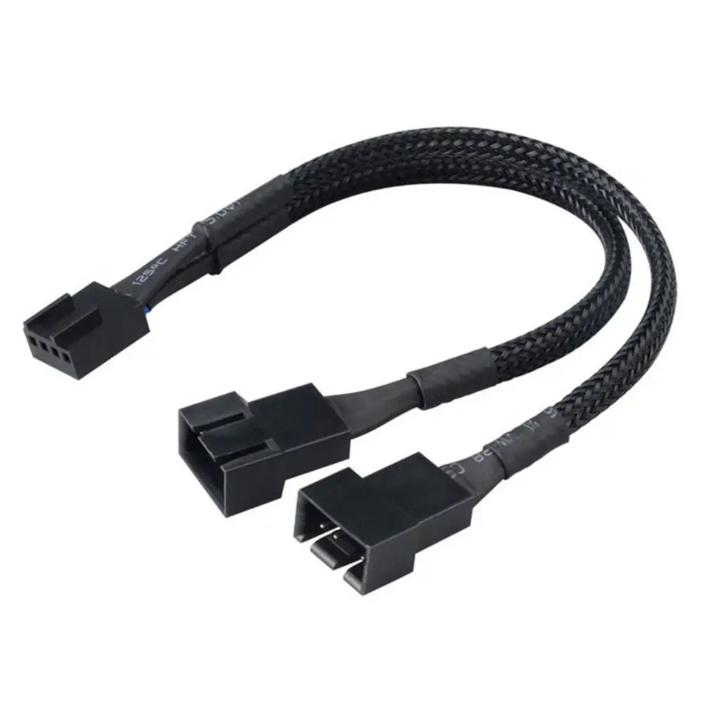 Male To Female 4 Pin Pwm Fan Cable Connector Braided Sleeving Temperature Control Fan Cable Adapter Black Sleeved