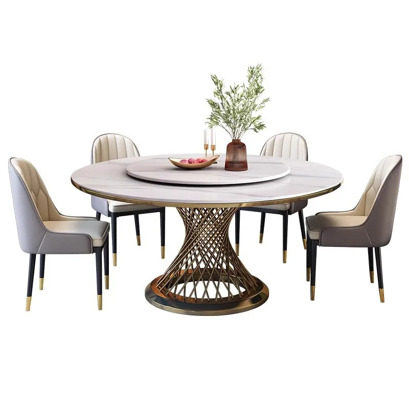 Household slate round table, multi-functional round modern simple dining table
