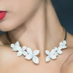 Stonefans 2024 Statement Rhinestone Multiple Butterfly Collar for Women Metal Ring Open Collar Bridal Wedding Neck Jewelry