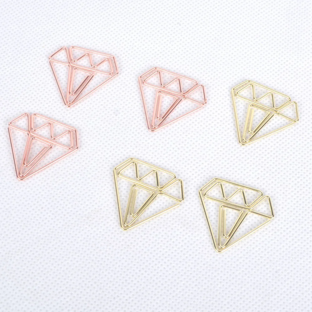 50pcs Bright Diamond Paperclip Paper Clips Marking Bookmark Pin Stationery Office Accessories(Gold+Rose Golden)