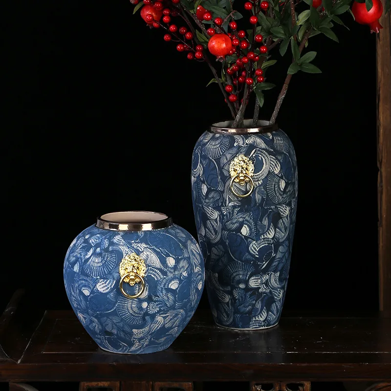 

Jinkou сушеные цветы керамическая сине-белая фарфоровая ваза Европейская китайская цветочная посуда столешница цветочная композиция ретро ornam