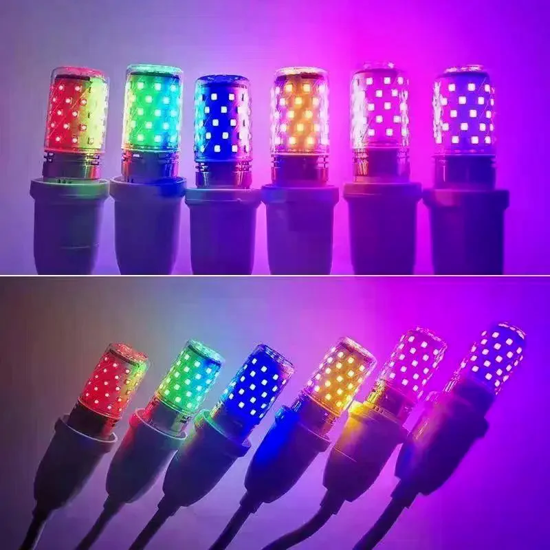 

Лампа E27 светодиодная красочная кукурузная лампа 12 Вт розовая красная синяя зеленая фиолетовая золотая 7 цветов лампа переменного тока 220 В лампа люстра украшение