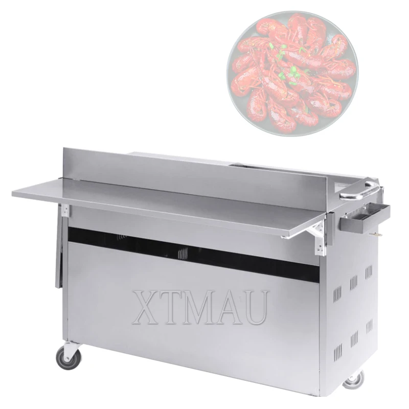 

Mobile Snack Trolley Cart Snack Cart With Grill Fried Hand Push Trailer