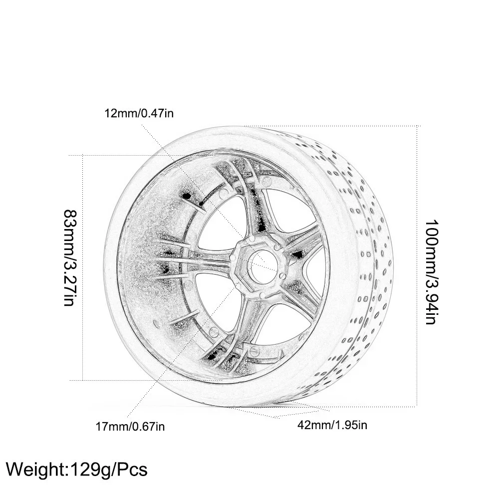 4PCS #ARA550062 17mm Hex 2.9 All-Road Wheel Rim Tires for Rc  Arrma 1/7 Felony Infraction Limitless 1/8 TLR TUNED Typhon 6S