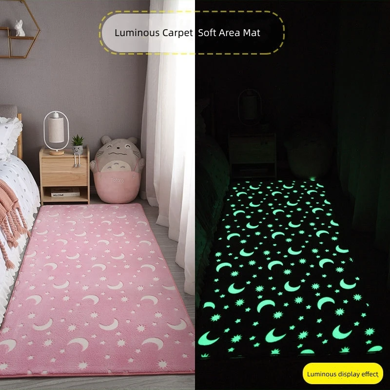 Luminous Carpet For Living Room Plush Soft Rug Children Kids Bed Room Fluffy Floor Carpets Bedside Anti Slip Rug Sofa Glow Mat