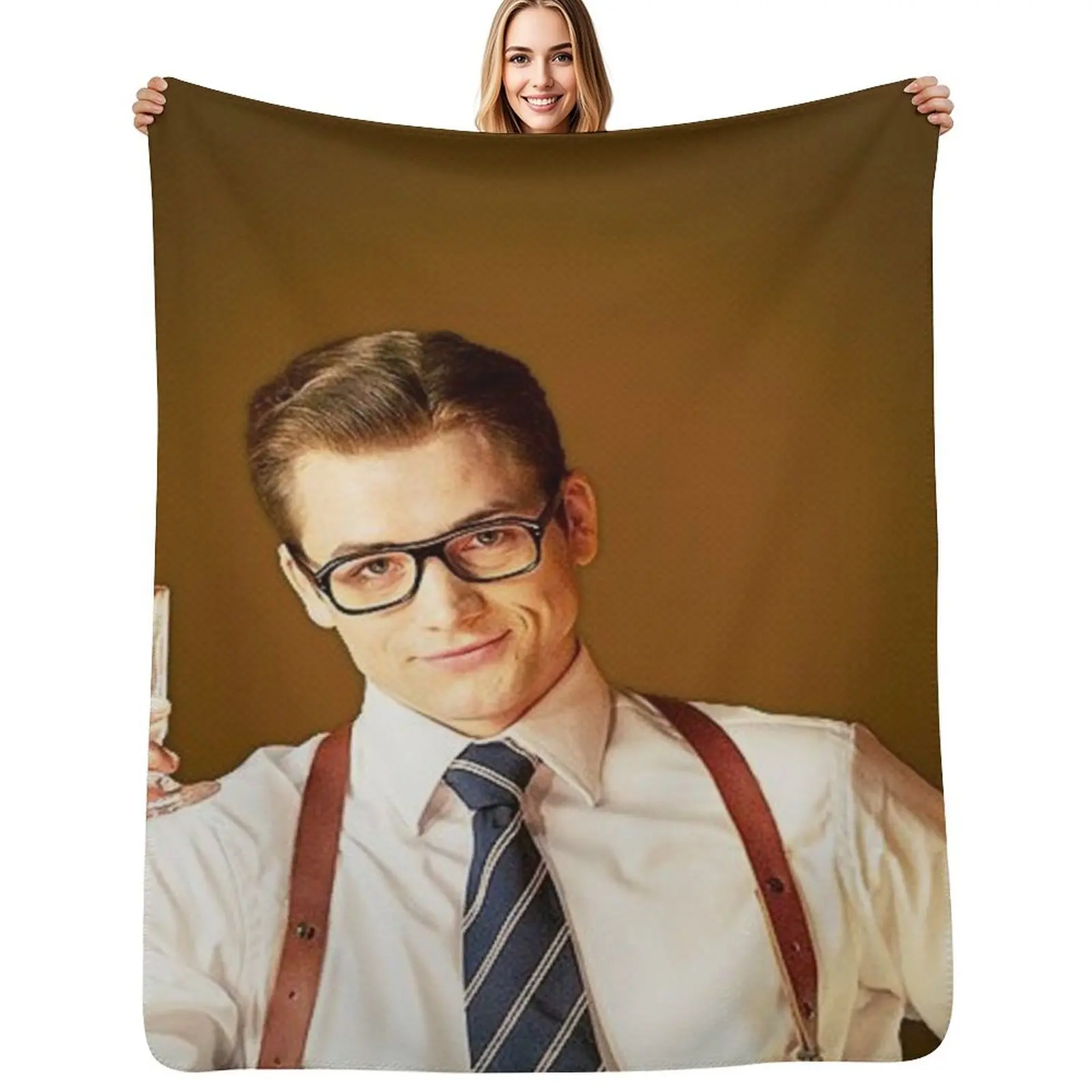 

Taron Egerton Throw Blanket Soft Plush Plaid Bed Fashionable Custom Summer Beddings Blankets