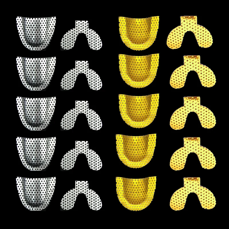 5pcs Metal Palatal Reinforcement Mesh Upper Lower Dental Lab Gold/silvery For Acrylic Partial Denture Materials