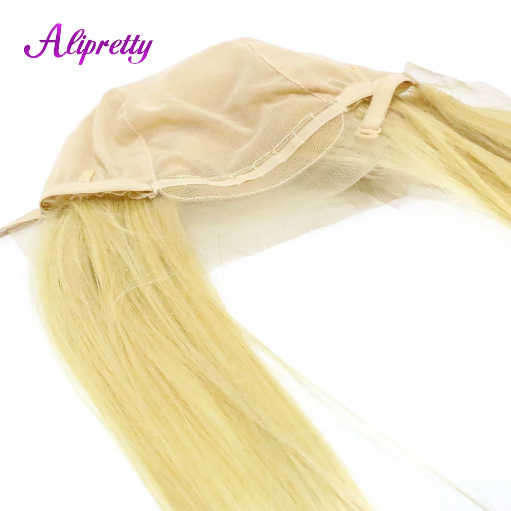 Alipretty 13x4 Lace Frontal Closure With Cap 613 Color Blonde Straight Frontal Closure Human Hair Pre Plucked Hairnline