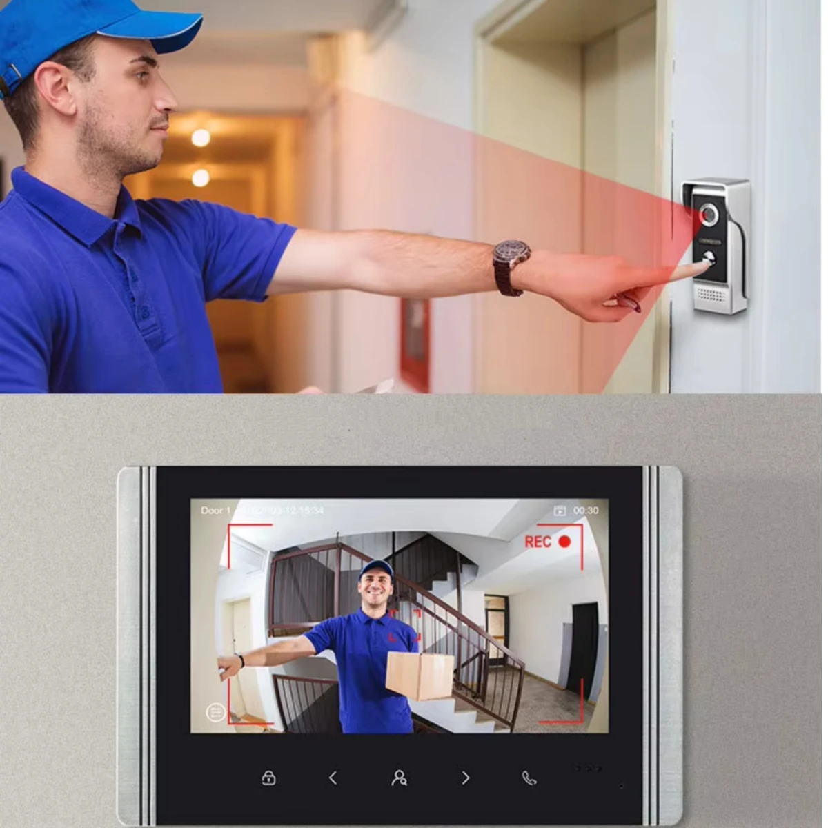 2MP Video Intercom System 7 Inch Screen Camera Video With WiFi Tuya APP Mobile Phone Remote Control