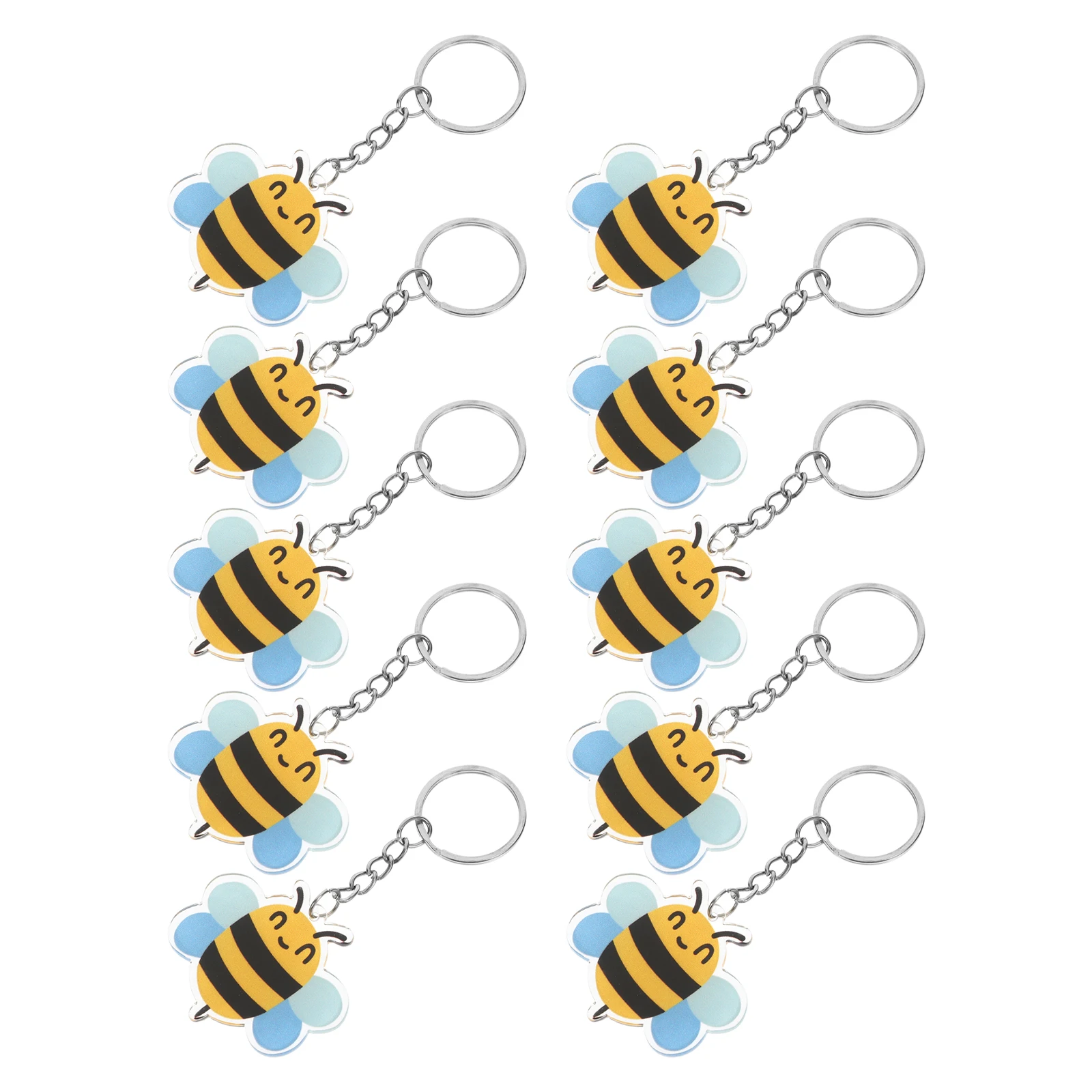 

10 Pcs Bee Keychain Cartoon Acrylic Decor Little Hanging Party Favors Novelty Creative Keyring Lightweight Compact Size