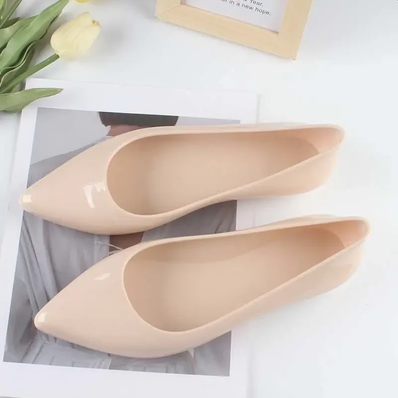 Transperant Jelly Shoes Women Plastic Summer Flats Shoes Pointed Toe Causal Shoes Slip on 2024 Spring New Female Flats Loafers