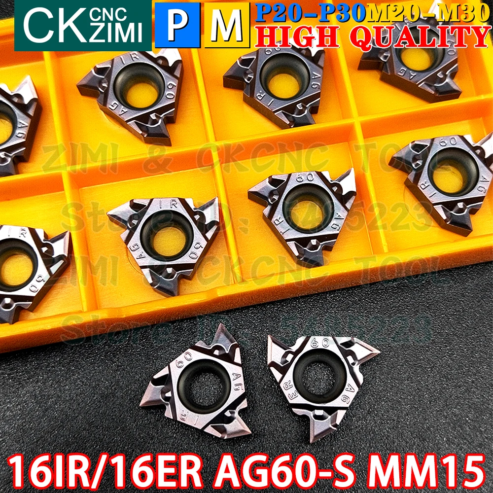 16IR AG60-S 16ER AG60-S MM15 Carbide Inserts Internal External Thread Threaded Inserts Tools CNC Metal Lathe Turning Cutter Tool