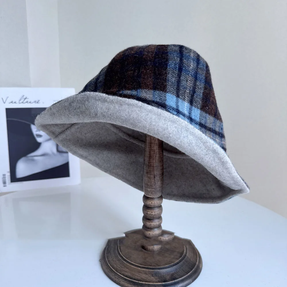 

Винтажная роскошная шерстяная кашемировая панама, женские двусторонние шапки на осень и зиму, классическая элегантная благородная кепка для бассейна, подарок