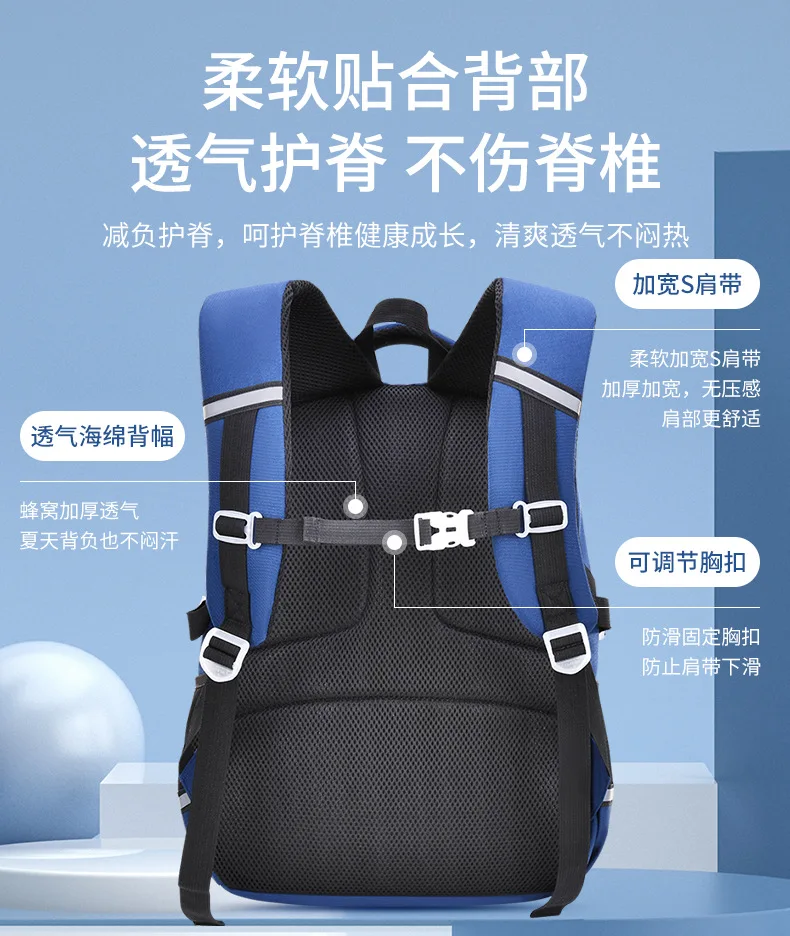 school bag Kids backpack water proof Preschool Ages 6-18 Spine protection Reduce the burden Large capacity