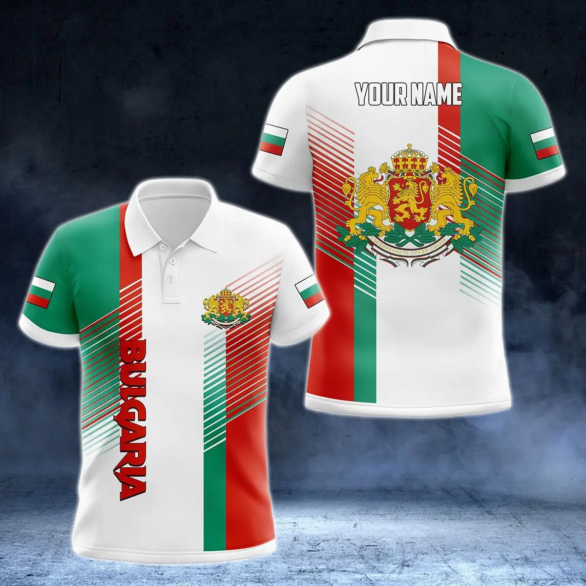 Bulgaria Flag & Coat of Arms Customized Polo Shirts Summer Casual Streetwear Men's Fashion Loose Jersey Plus Size Sportswear