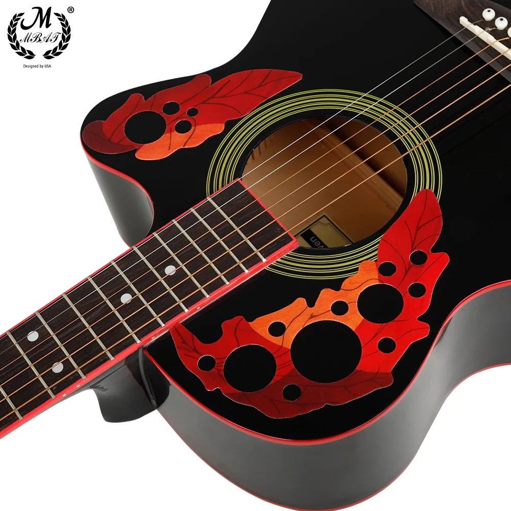 1 Inch Acoustic Guitar Grape Leaf Sound Hole Guard 2pcs Set Guitar Sound Hole Decal Sticker Grape leaves Red