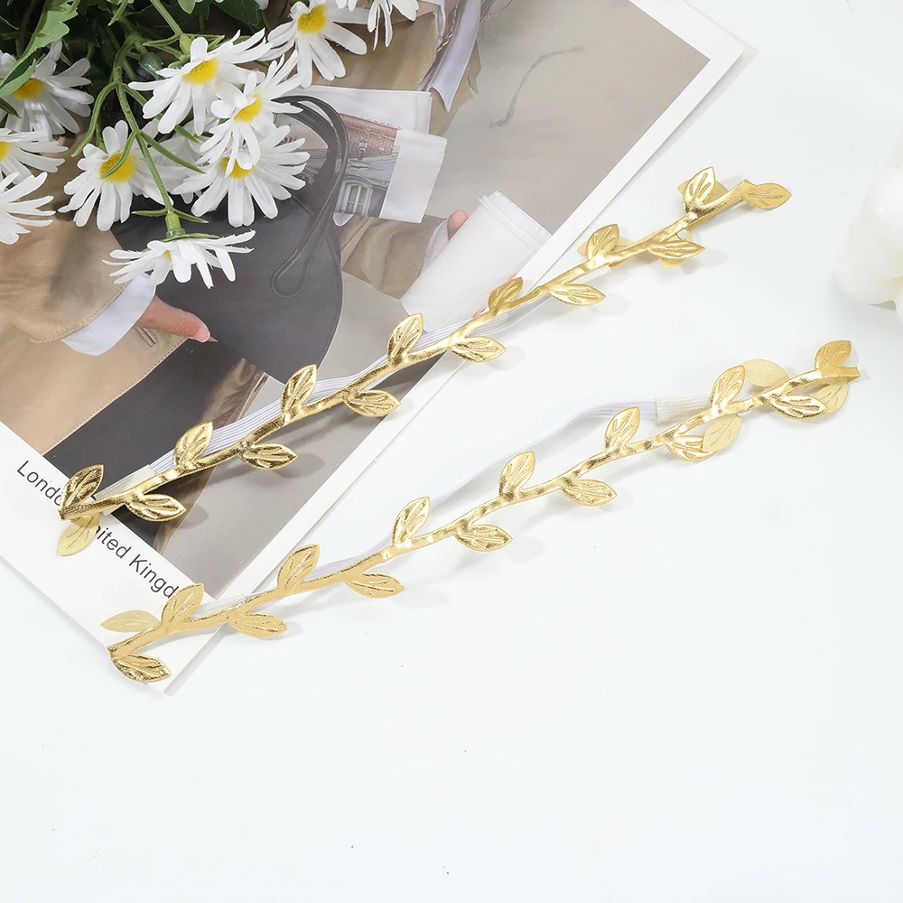 2pcs/lot Gold Silver Leaf Baby Headbands Infant Kids Girls Leaves Hairband Photography Props Hair Accessories Birthday Gifts