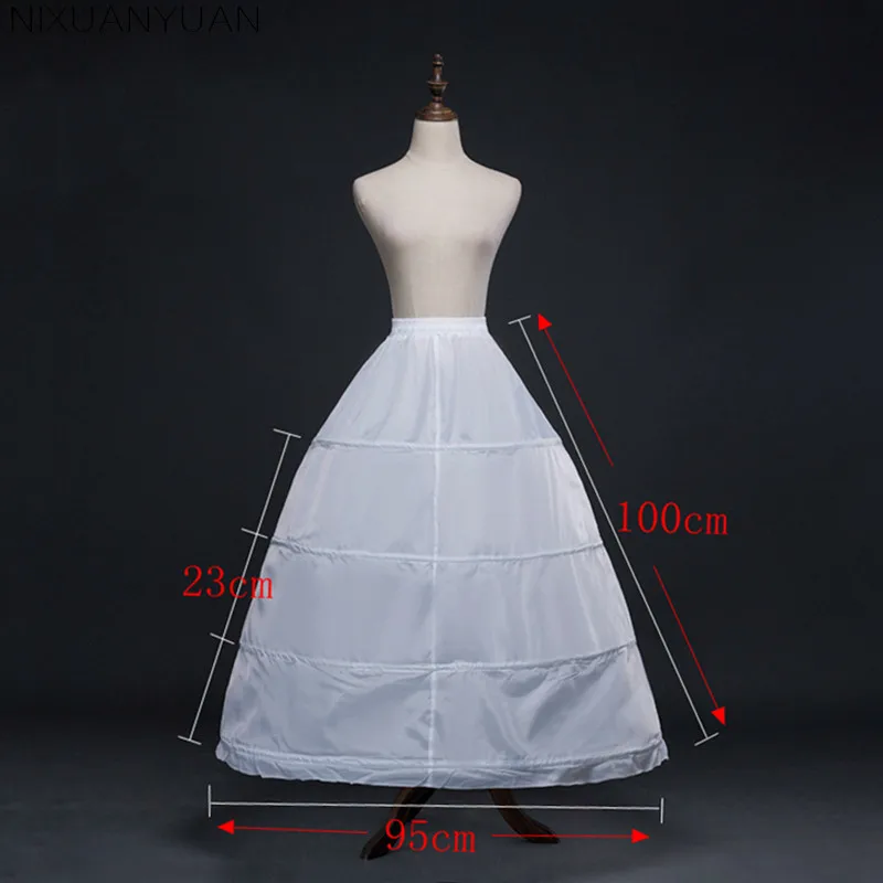 Bianco 4 Hoops Ball Gown Petticoat Accessori di Cerimonia Nuziale Della Sposa Crinoline A Buon Mercato Lungo Sottogonna Velos De Novia Voile De Mariee