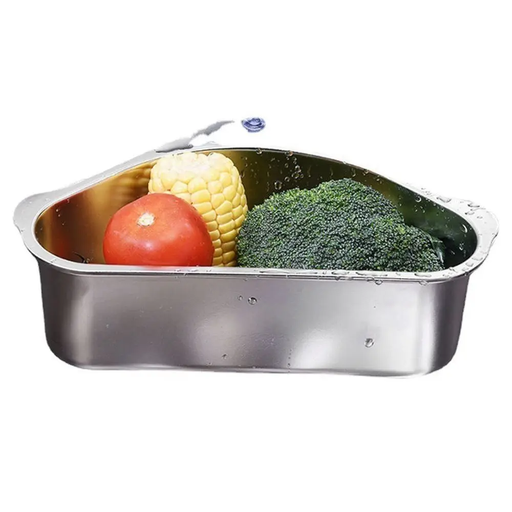 Stainless Steel Material Stainless Steel Sink Drain Basket Corner Strainer Design Space-Saving Triangular Sink Filter