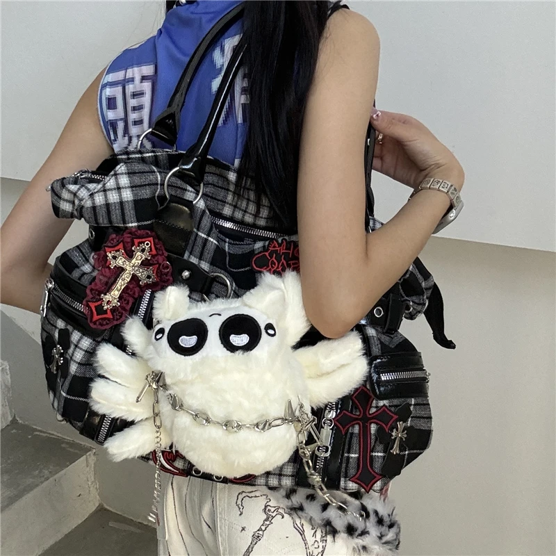 Original Shoulder Bag Yabifeng Y2K Spider Goth Cute Handbag Personalized Girl Niche Large Capacity Commuter Underarm Bag Woman
