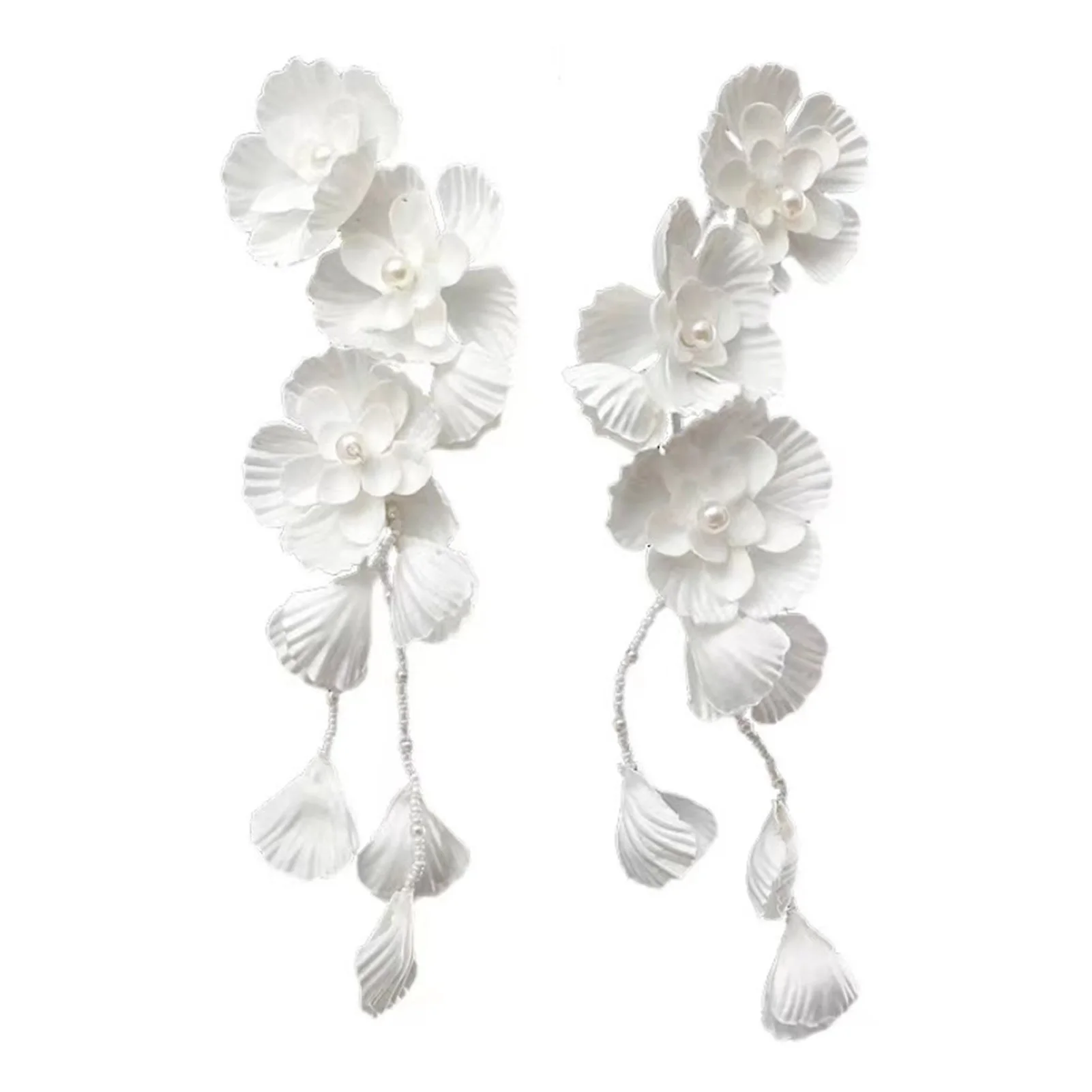 Eleganter weißer Blumen-Hängekranz Kopfschmuck für Hochzeiten und Partys, Blumen-Haarreif, florales Haarschmuck-Accessoire, Haarstyling-Tools – Detail 6