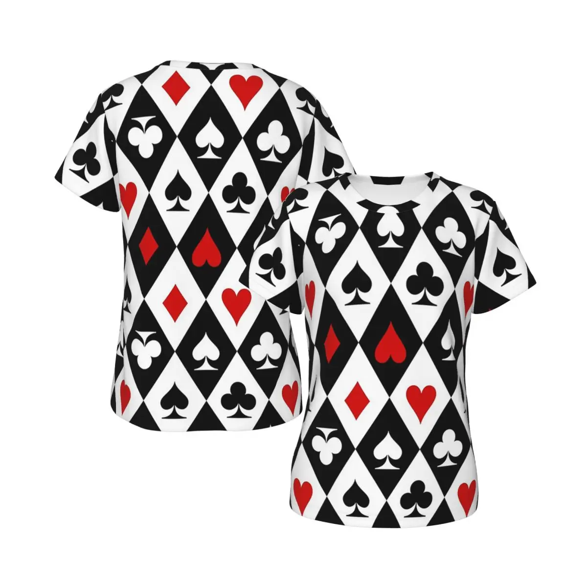 Playing Cards Suit Symbols T-Shirt Women Short Sleeve T Shirts O-Neck Clothes Cotton Summer Tees Streetwear