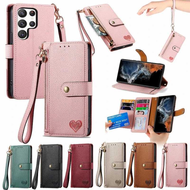 Crossbody PU-Leder 7-Karten-Aufbewahrungshülle für Samsung Galaxy S26 S25 S24 S23 Plus Ultra FE Edge A57 A37 Stoßfeste Handyhüllen
